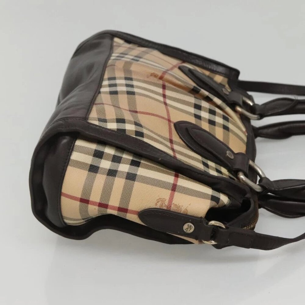 BURBERRY Nova Check Hand Bag PVC Leather 2way Beige Brown Auth 117724 - Picture 9 of 16